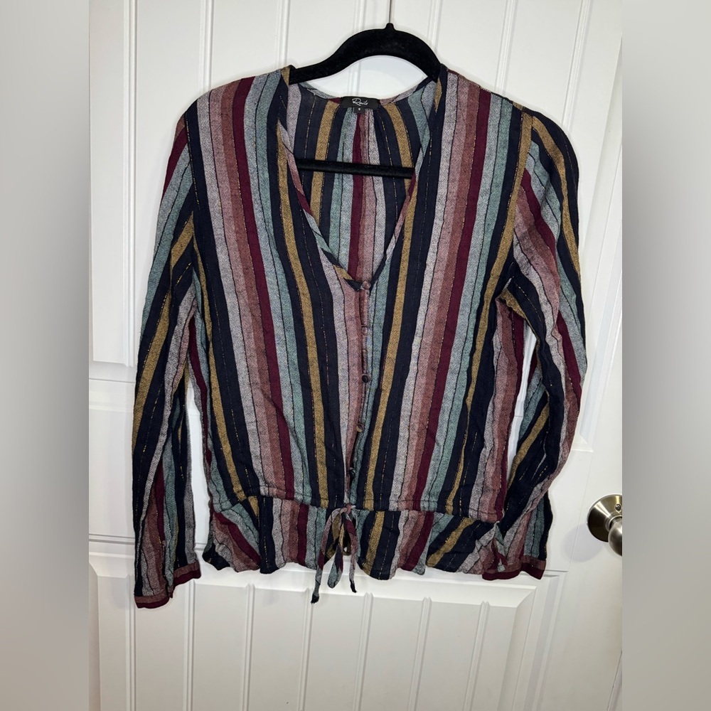 Rails Beaux Varadero Stripe Linen Blend Long Slee… - image 2